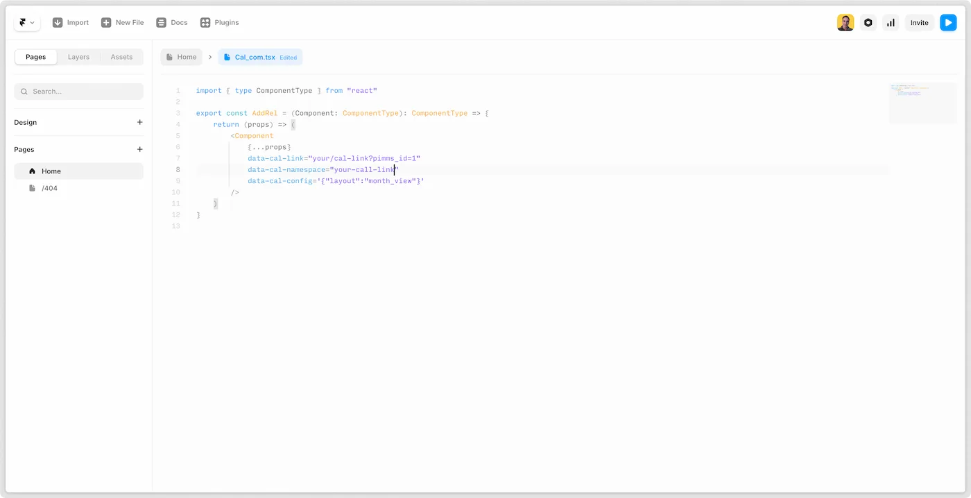 Example of a button with code override