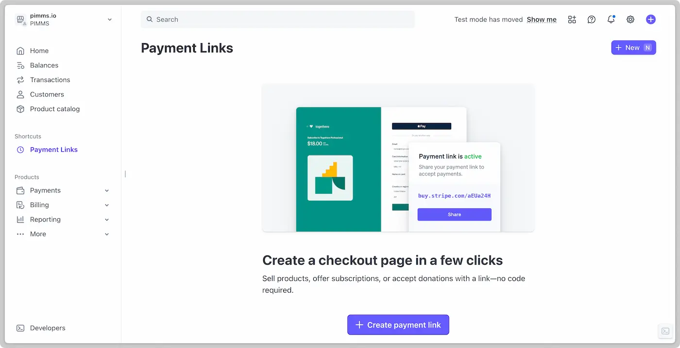 Create Stripe payment link