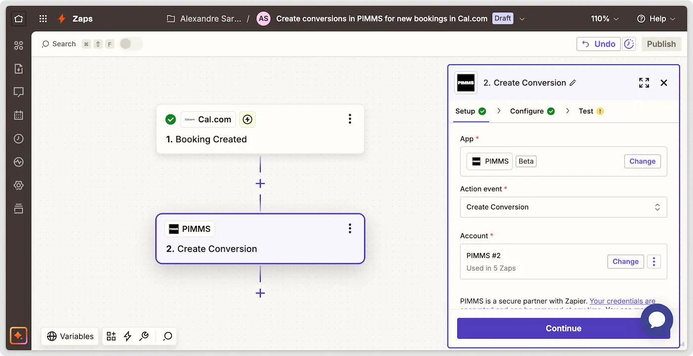 Zapier action create conversion