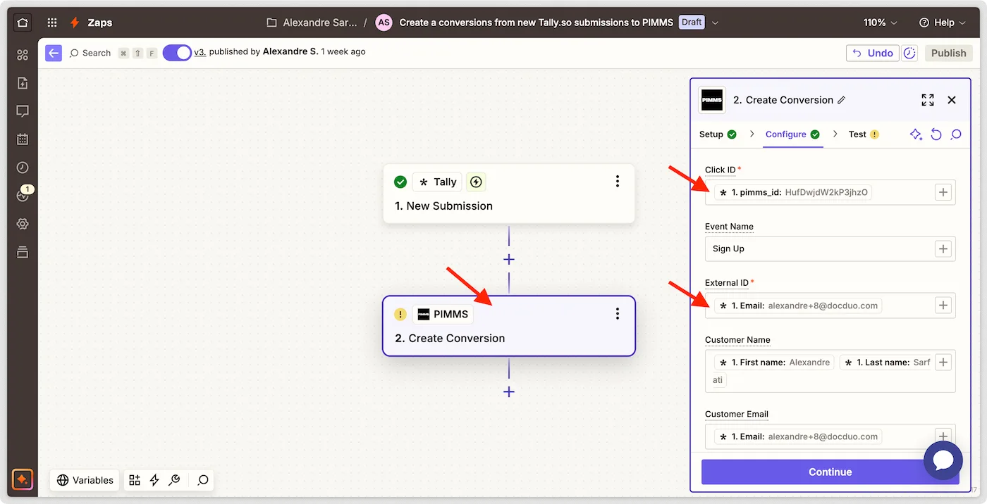 Zapier field mapping