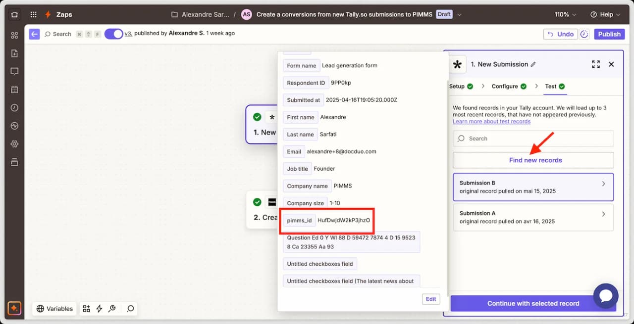 Zapier Tally trigger verify
