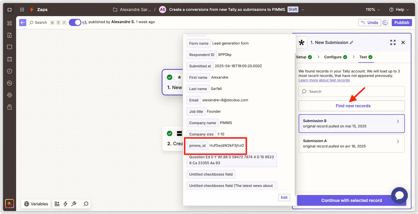 Zapier Tally trigger verify