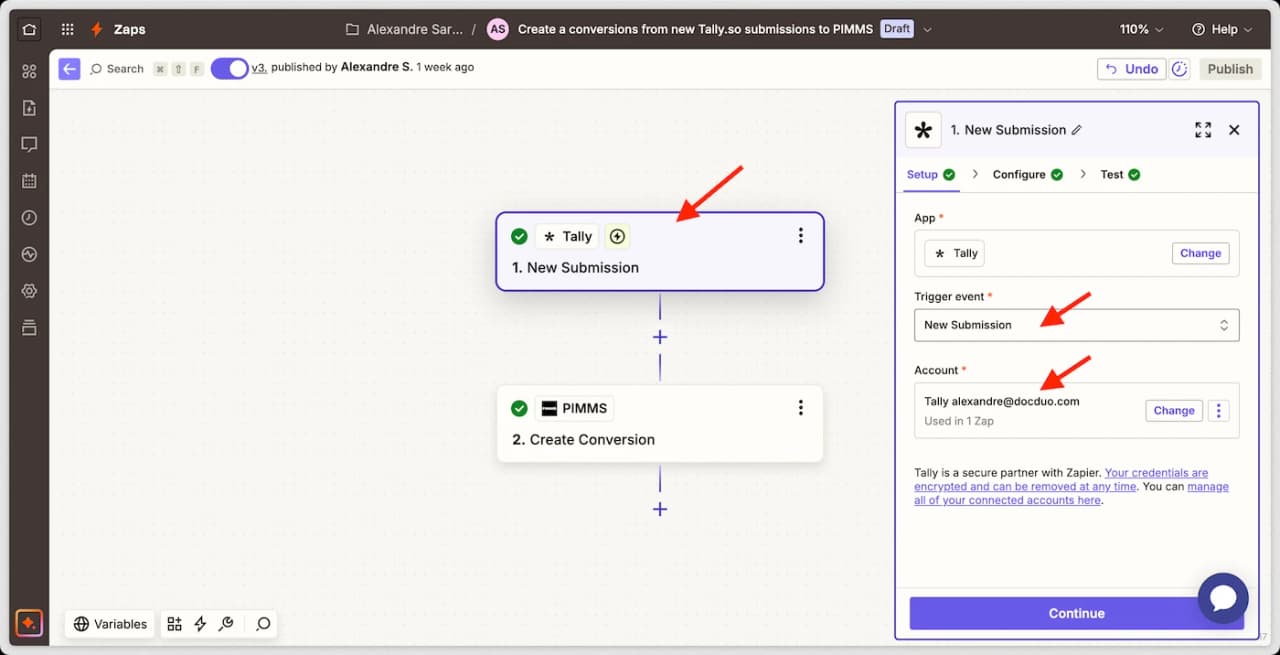 Zapier Tally trigger