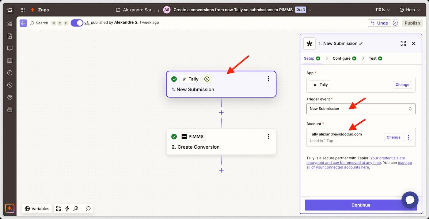 Zapier Tally trigger