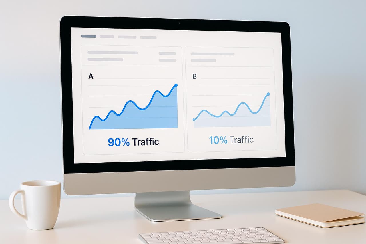 Gradual rollouts: how to a/b test with 90/10 traffic splits to mitigate risk.